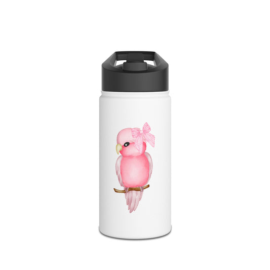 Cute Pink Bird Water Bottle, Stainless Steel Hydration Flask, Gift for Animal Lovers, Unique Sports Bottle, Eco-Friendly Travel Mug