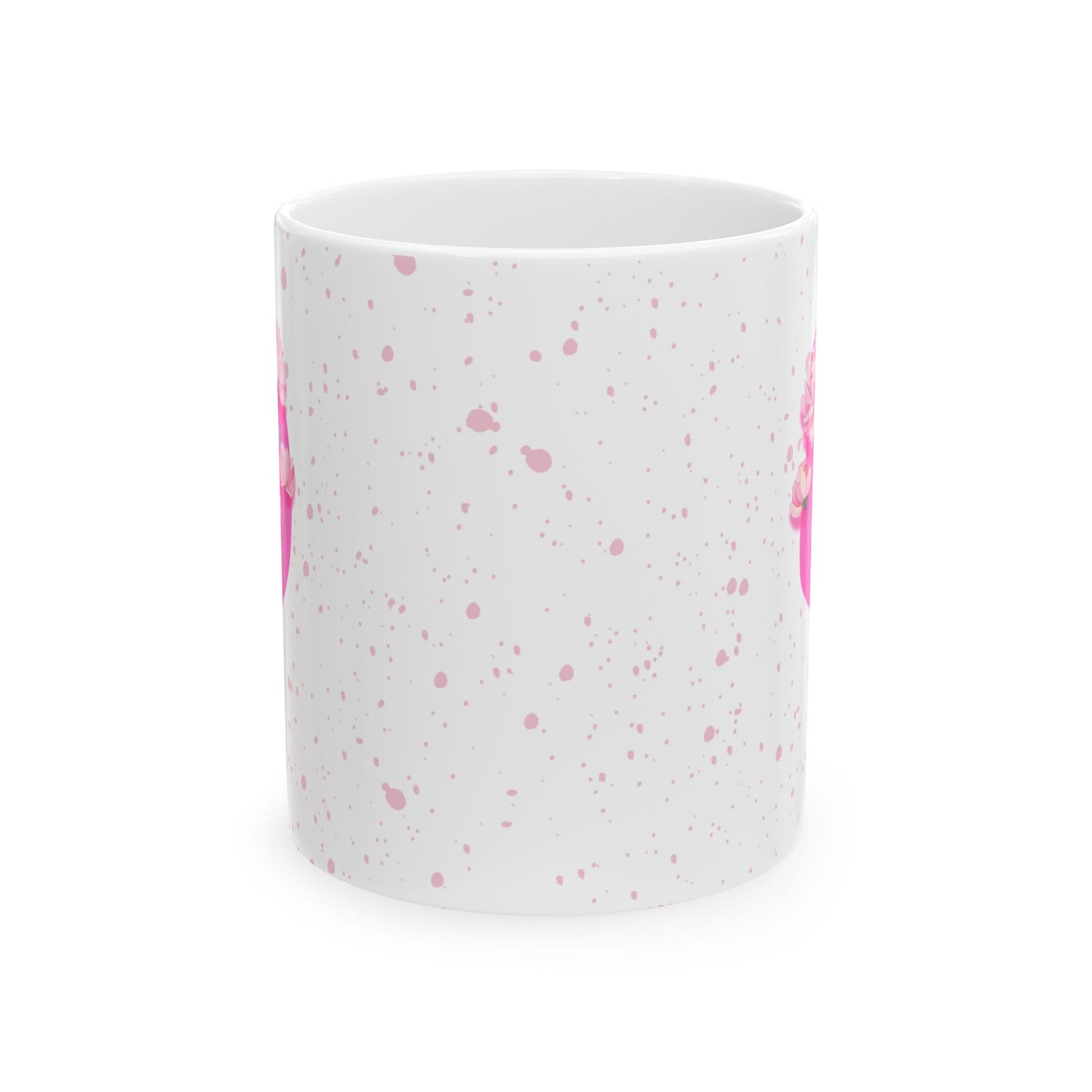 PINK accent mug | Floral design with splatters of pink