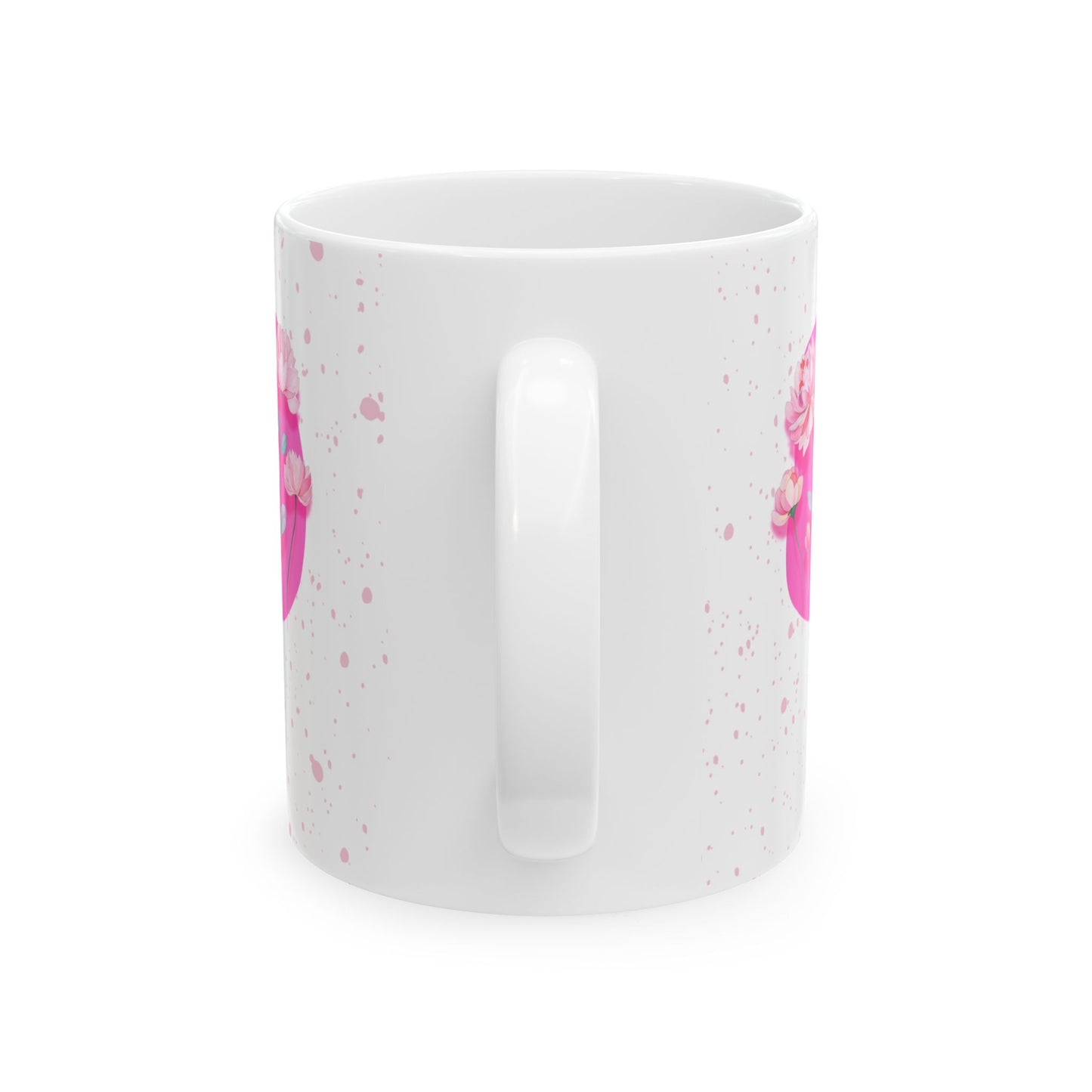 PINK accent mug | Floral design with splatters of pink