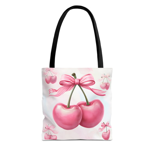 Cherry Princess Tote Bag - Cute Playful Design for Girls, Women, Shoulder Bag, Grocery Bag, Reusable Tote, Eco-Friendly Bag, Gift Idea