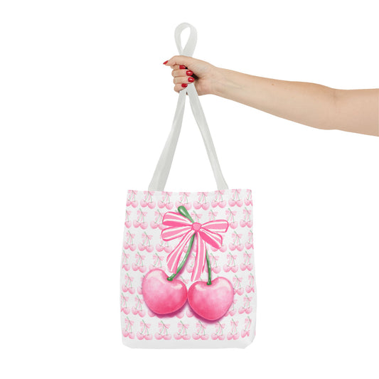 Pink Cherry Bow Tote Bag