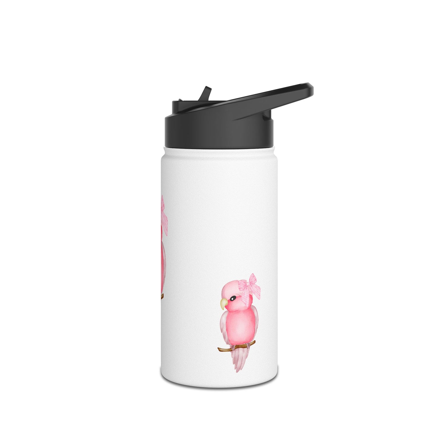 Cute Pink Bird Water Bottle, Stainless Steel Hydration Flask, Gift for Animal Lovers, Unique Sports Bottle, Eco-Friendly Travel Mug